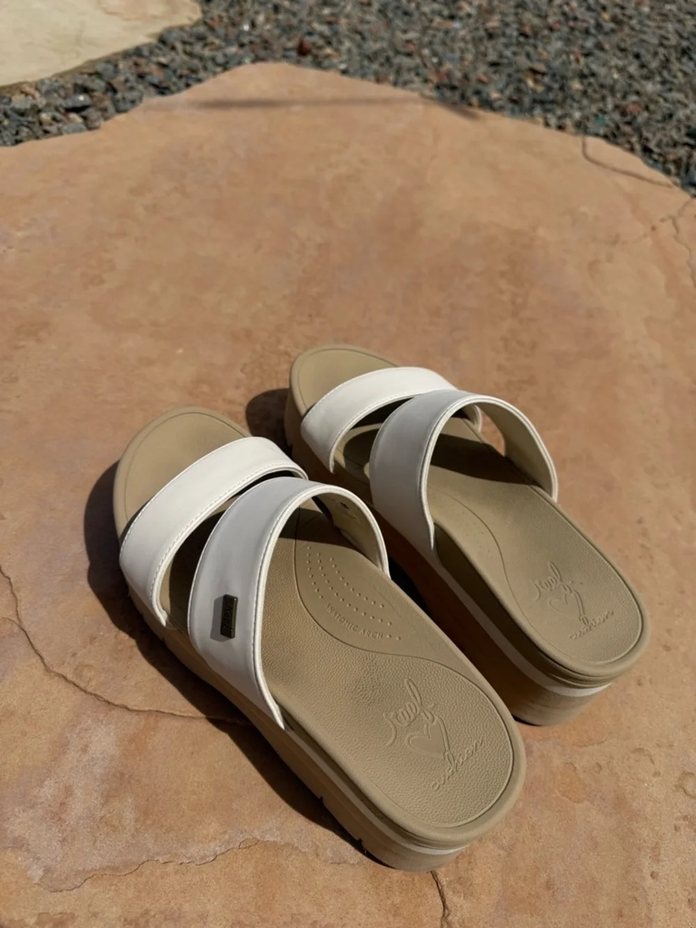 REEF cream white Double-Strap Platform Slide Mules with Tan Platform - Picture 6 of 6